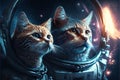 Cats in space cinematic illustration generative ai