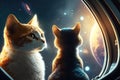 Cats in space cinematic illustration generative ai