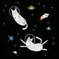 Cats in space. Cute typographi print with cat astronaut