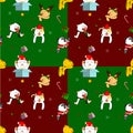 Cats spreading many kinds of emotion with Christmas theme. Seamless pattern. Vector Illustration Royalty Free Stock Photo