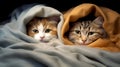 Cats under blanket