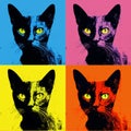 Colorful Gothic Cat Portraits In Andy Warhol Style