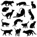 Cats vector silhouettes collection Royalty Free Stock Photo