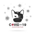 Cats wearing a mask to protect against the covid-19 virus. Breathing mask on cat face flat vector icon for apps and websites. Easy