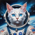Catstronaut\'s Dream: Oil-Brushed Cosmic Flight