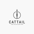 Cattail line art minimalist logo vector illustration design Royalty Free Stock Photo