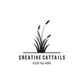 cattail premium logo vector illustration design, cattail silhouette vector design Royalty Free Stock Photo