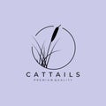 cattail premium logo vector illustration design, cattail silhouette vector design Royalty Free Stock Photo