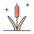 Cattail and reed flat color vector icon Royalty Free Stock Photo