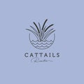 cattail and river logo vector symbol illustration design, river tree minimal logo design, line art style Royalty Free Stock Photo