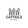 cattails grass vintage icon minimalist vector logo illustration design Royalty Free Stock Photo