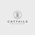 cattails line art logo vector illustration template graphic design