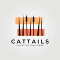 cattails logo vector illustration design , background wallpaper Royalty Free Stock Photo