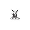 Cattails Logo Vector Illustration Design Vintage Linear Royalty Free Stock Photo