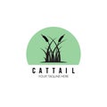 Cattails Logo Vector Illustration Design Vintage Linear Royalty Free Stock Photo