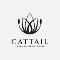 cattails plant silhouette logo vector design Royalty Free Stock Photo