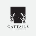 cattails plant silhouette logo vector design Royalty Free Stock Photo