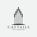 cattails plant silhouette logo vector design Royalty Free Stock Photo