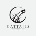 cattails plant silhouette logo vector design Royalty Free Stock Photo