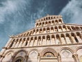 Cathedral of Pisa close facade view on blue sky