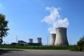 Cattenom, France - 08 22 2023: Nuclear plant Cattenom, wide fenced area and four towers