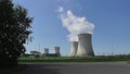 Cattenom, France - 08 22 2023: Nuclear plant Cattenom with two towers at work