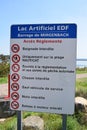 Cattenom, France - 08 22 2023: Reservoir lake, Lac du Mirgenbach, everything forbidden sign