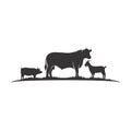 Cattle Angus Cow, Goat and Pig silhouettes livestock farm logo design