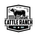 Cattle angus ranch farm logo design vector isolated