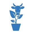 Cattle, cow grassing icon. Blue vector Royalty Free Stock Photo