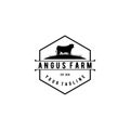 cattle farm angus cow badge vector logo design