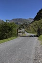 Cattle grid on a rural road in the Nant Ffrancon Valley part of the Snowdonia National Park, North Wales. Royalty Free Stock Photo