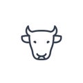 Cattle icon, cow head, cattle farm linear sign