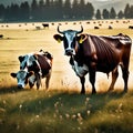 Cattle run through the countryside, AI-Images Royalty Free Stock Photo