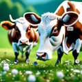 Cattle run through the countryside, AI-Images Royalty Free Stock Photo