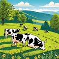 Cattle run through the countryside, AI-Images Royalty Free Stock Photo