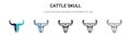 Cattle skull icon in filled, thin line, outline and stroke style. Vector illustration of two colored and black cattle skull vector