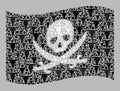 Cattle Waving Pirate Flag - Mosaic of Bull Head Icons