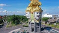 The Catur Muka Statue at Port of Benoa in Bali. Aerial roundabout with religion statue in Pelabuhan Benoa harbor