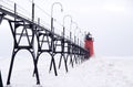 Catwalk to the Lighthouse on South Haven Pier Royalty Free Stock Photo