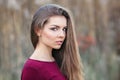 Caucasian blonde young beautiful woman girl with long hair Royalty Free Stock Photo