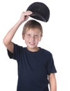 Caucasian boy wearing ball cap Royalty Free Stock Photo