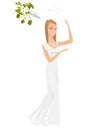 Caucasian bride tossing the bouquet of flowers.