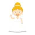 Caucasian bride wearing a wedding dress in cartoon style Vector Illustration