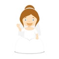 Caucasian bride wearing a wedding dress in cartoon style Vector Illustration