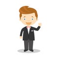 Caucasian bridegroom wearing a black suit in cartoon style Vector Illustration