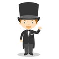 Caucasian bridegroom wearing a black tuxedo in cartoon style Vector Illustration