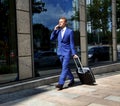 Caucasian businessman travelling making phone call