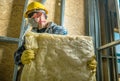 Worker with Wool Insulation Royalty Free Stock Photo