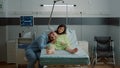 Caucasian couple expecting child in hospital ward Royalty Free Stock Photo